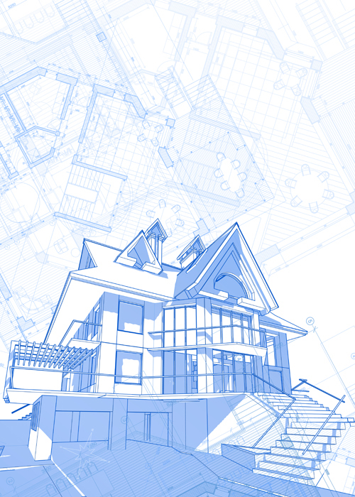 House architecture blueprint vector set 07  