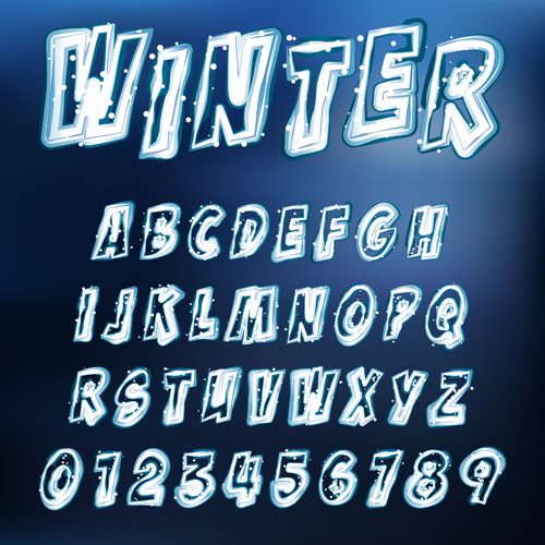 Ice alphabet and number vector material 03  
