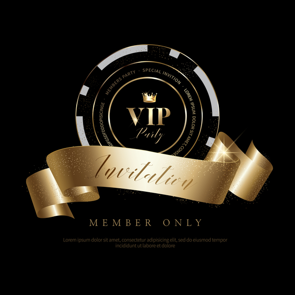 Luxusschwarzes mit goldenem VIP Einladungskartevektor 05  