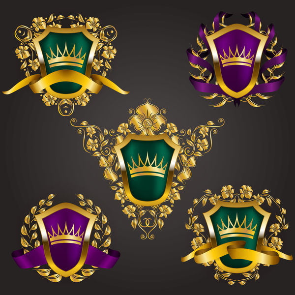 Luxusschildaufkleber mit heraldischem Vektor 14  
