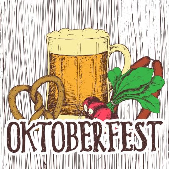 Oktoberfest bière affiche rétro vecteur Design 02  