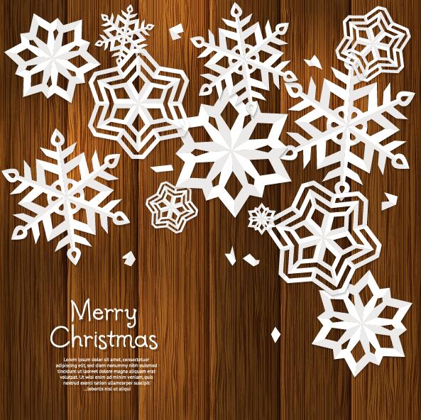 Paper cutting snowflake with christmas card vector  