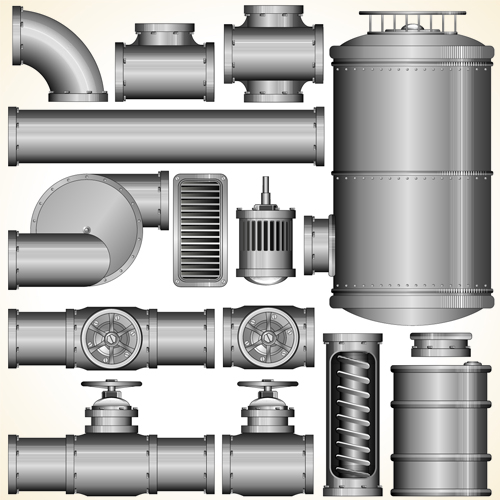 Set of Pipeline Parts vector 05  