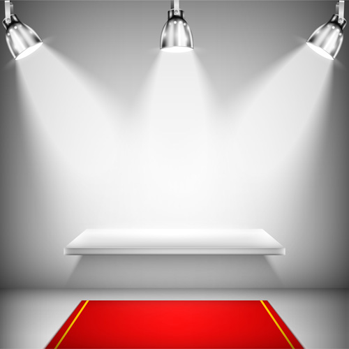 Podium with red carpet and spotlight vectors 05  