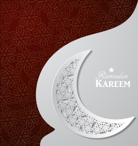 Ramadan kareem with paper background vector 02  