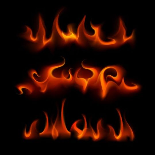 Red fire flame vector set 01  