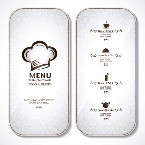 Restaurant menu list with cover vectors 02  