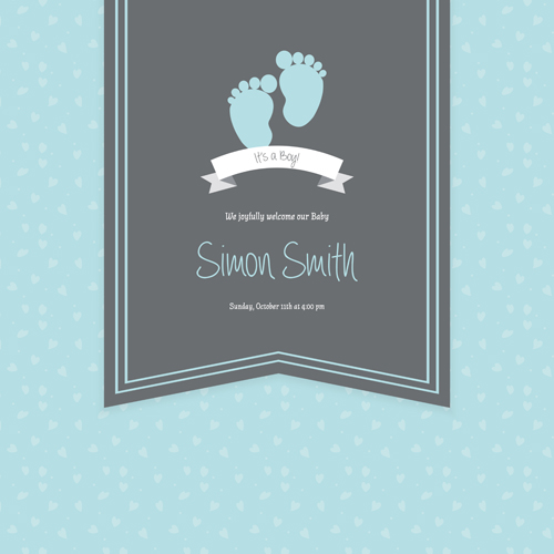 Retro baby shower cards 02 vector  