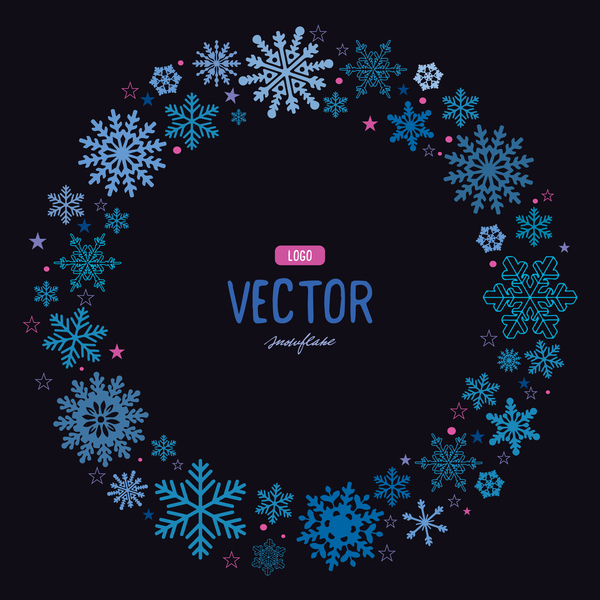 Snowflake frame with black background vector  