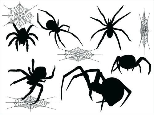 Spider vector silhouetter set 01  