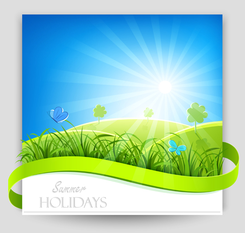 Sunlight with Nature Banners vector 02  