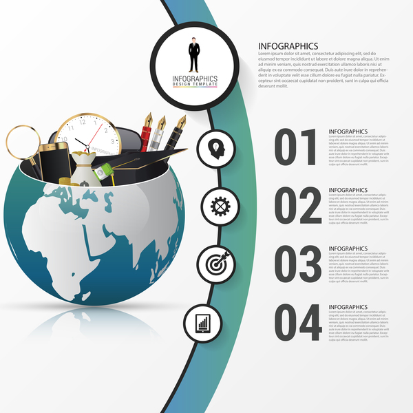 Modèle de vecteur monde créatif infographie 01  