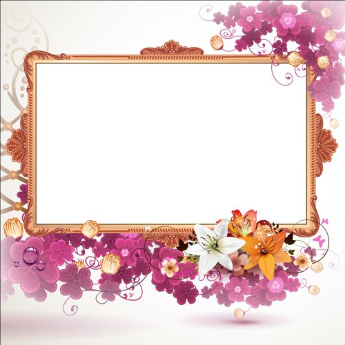 Vintage flower with frame backgrounds vector 04  