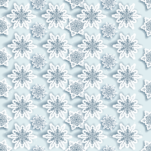White snowflake paper vector christmas pattern  