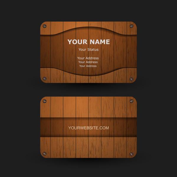 Wooden business card with transparent glass vector 01  