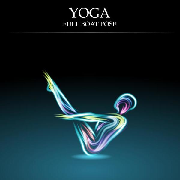 Yoga pose abstract design vector 01  