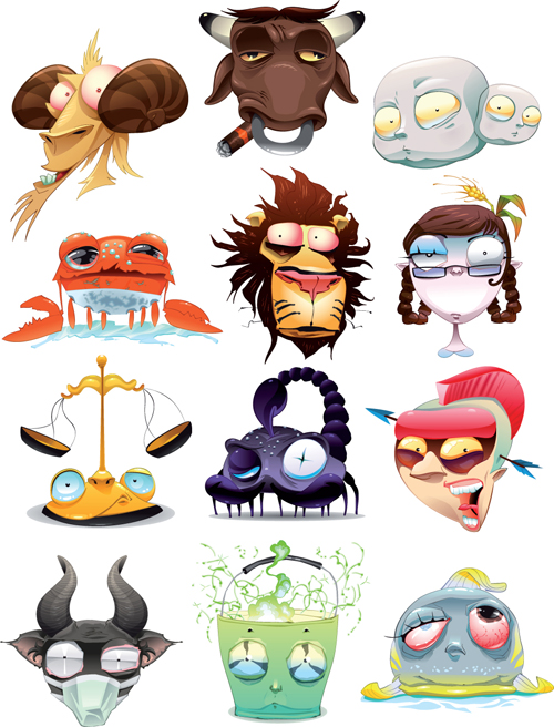 Set of Zodiak icon vector 05  