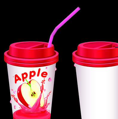 Drinks cups with tubes vector 03  