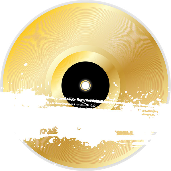Goldene Schallplatte mit Grunge Banner Vektor  