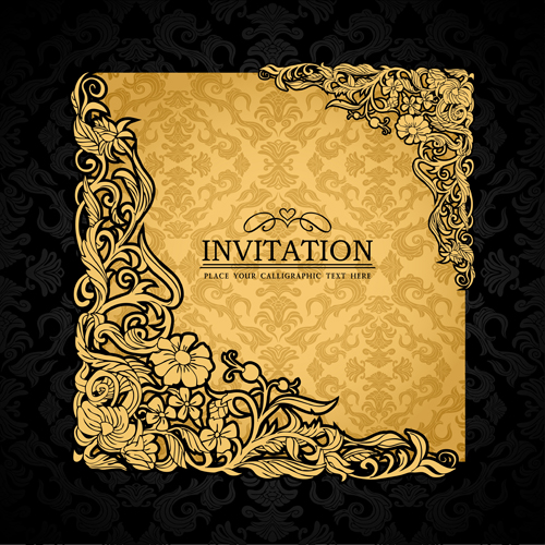 Elements of Luxury invitation background vector 01  