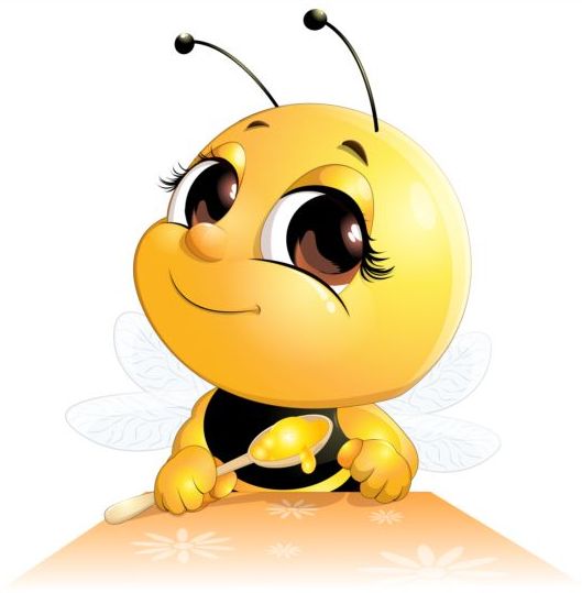 прекрасный мультфильм пчелы набор векторов 07  