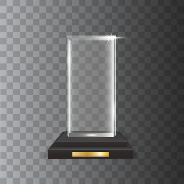 rectangle acrylic glass trophy award vector  