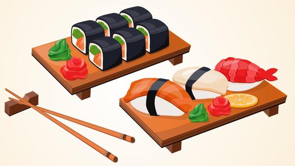 sushi avec matériau vecteur de baguettes 03  