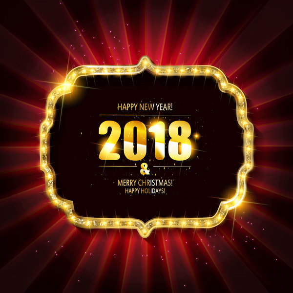 2018 nouvel an néon vecteurs de fond matériel 01  