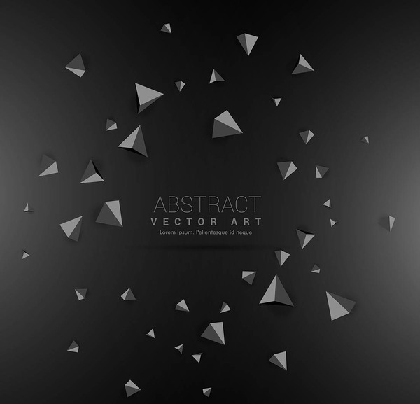 3D triangle with black background vector  
