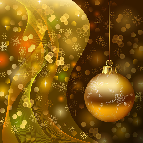 Abstract christmas background with golden baubles vector  
