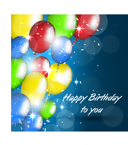Balloons with confetti happy birthday cards vector 01  