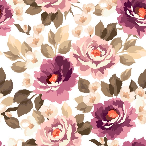 Beautiful watecolor flower pattern seamless vector 07  