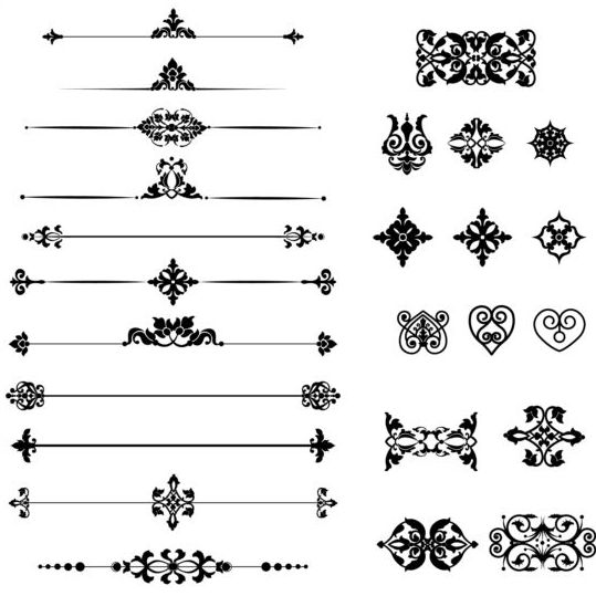 Black calligraphic ornaments vector  
