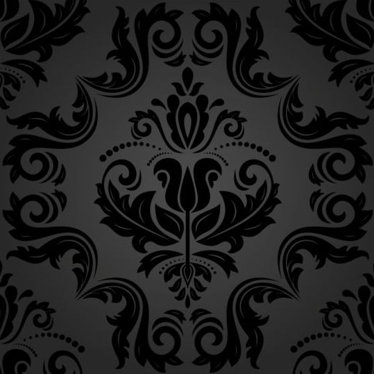 黒花飾りパターンベクトル材料11  