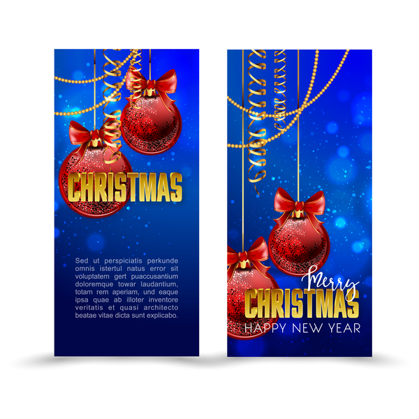 Blue styles christmas vertical banner vector  