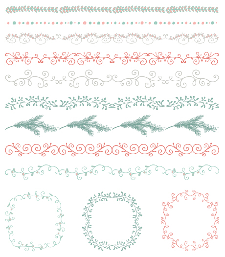 Borders with frame and laurel wreath cute vector 05  