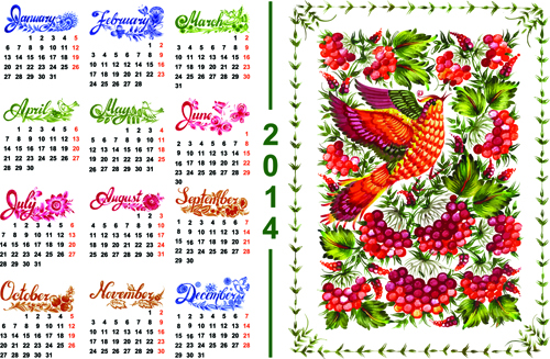 Set of Calendars 2014 Creative design vector 06  