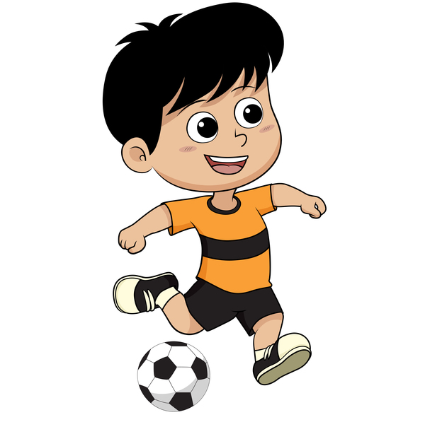 Enfant de dessin animé avec des vecteurs de football 10  