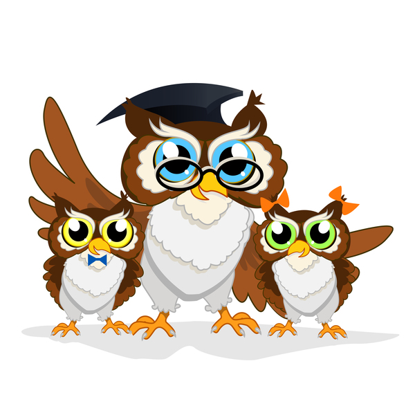 Cartoon owl with school background vector 05  