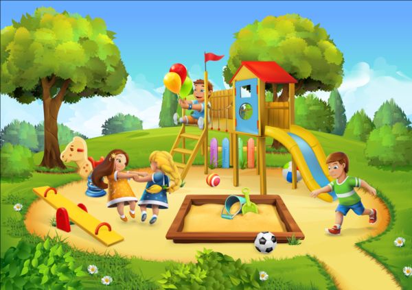 Children playground vector background design 03  