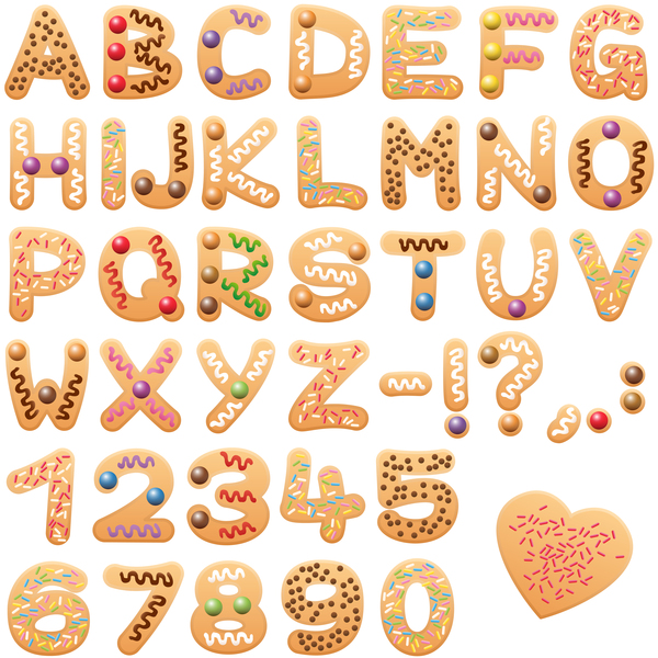 Christmas cookies alphabet letters font vector  