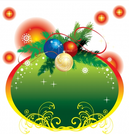 Christmas frame with ornaments vector graphics  