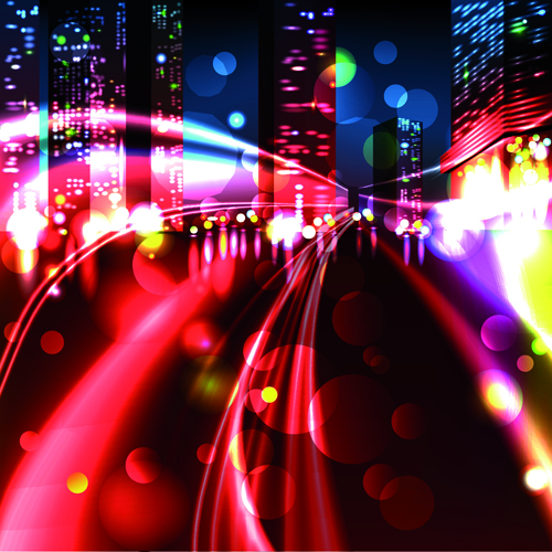 Blurred city night vector background 03  