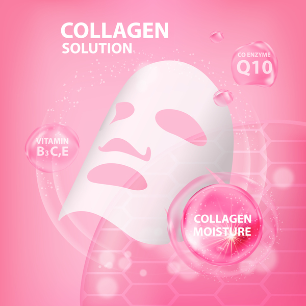 コラーゲン水分マスク広告ポスターテンプレートベクトル01  