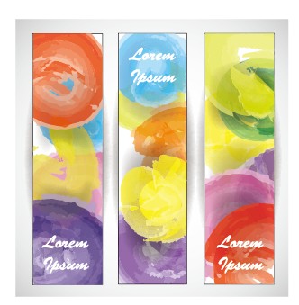 Colored watercolor banners vector  