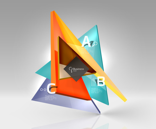 カラフルなガラスの三角形ビジネス テンプレート ベクトル 06  