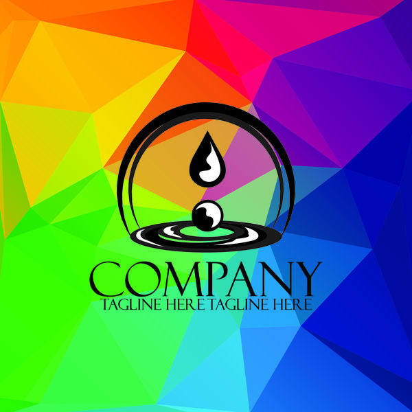 Company creative logos with colored polygon background vector 01  