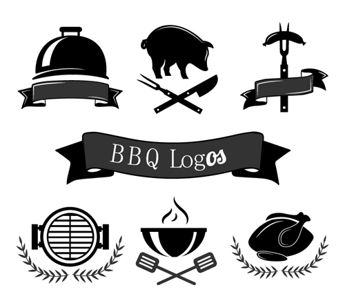 Creative black BBQ logos vector  