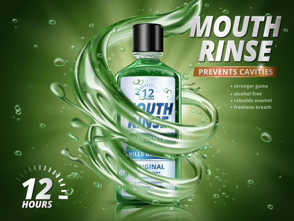 Creative mouth rinse ads template vector 09  