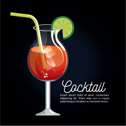 Dark styles cocktail poster vector template 08  